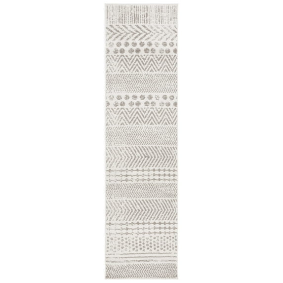 SAFAVIEH Pyramid Donelle Geometric Runner Rug, Ivory/Grey, 2'2" x 9'