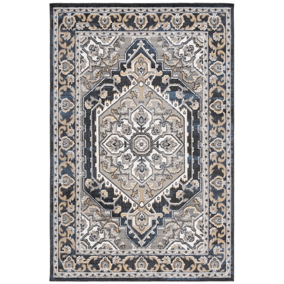SAFAVIEH Pyramid Gladwyn Medallion Area Rug, Grey/Navy Gold, 5'3" x 7'8"