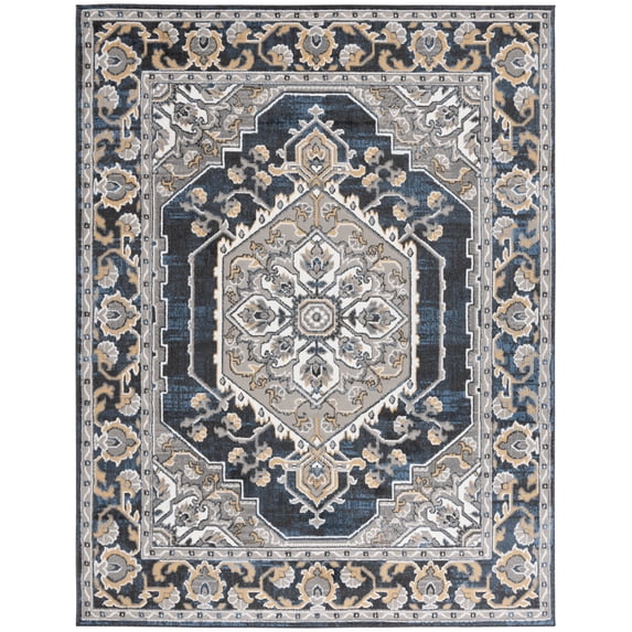 SAFAVIEH Pyramid Gladwyn Medallion Area Rug, Grey/Navy Gold, 8' x 10'