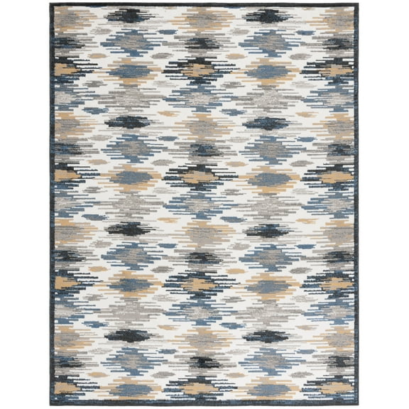 SAFAVIEH Pyramid Isaiah Medallion Area Rug, Ivory/Grey Navy, 8' x 10'