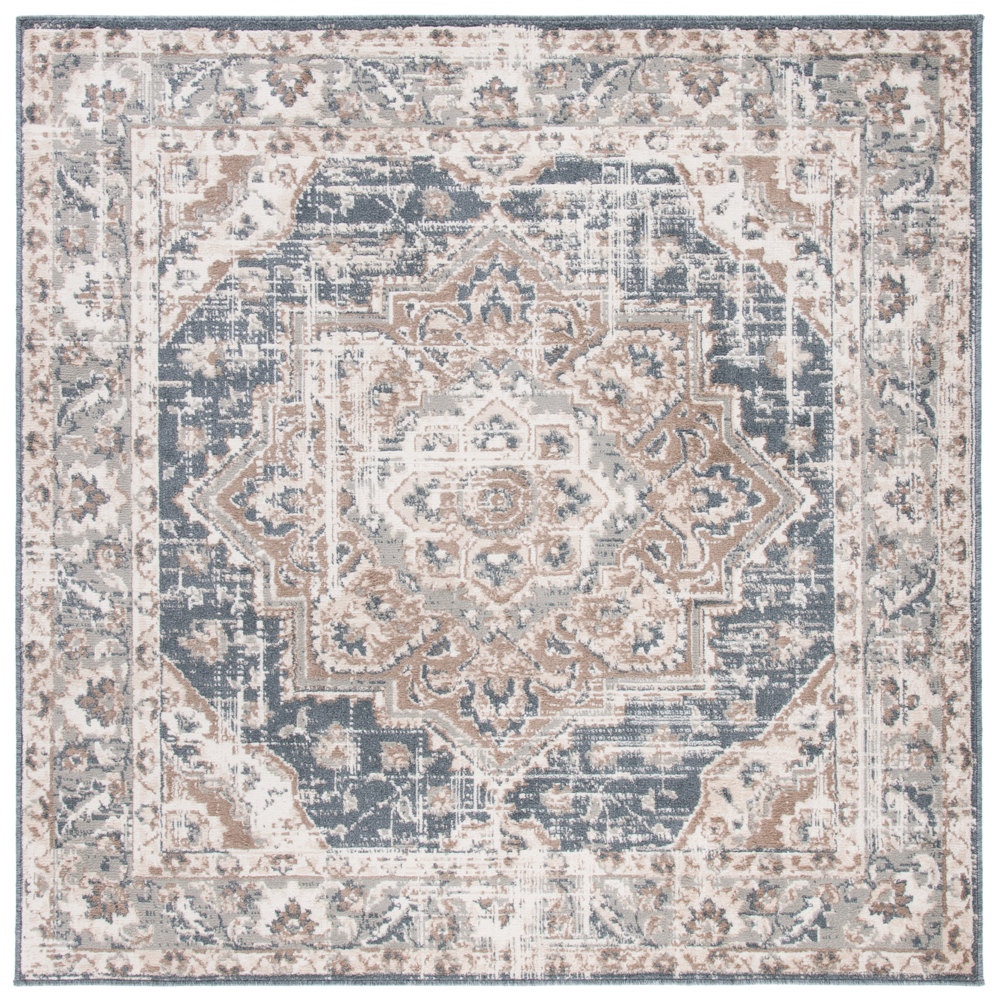 SAFAVIEH Pyramid Jefferson Oriental Area Rug, Ivory/Beige, 5'3" x 5'3" Square