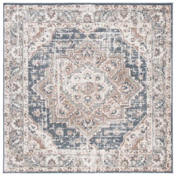 SAFAVIEH Pyramid Jefferson Oriental Area Rug, Ivory/Beige, 5'3" x 5'3" Square
