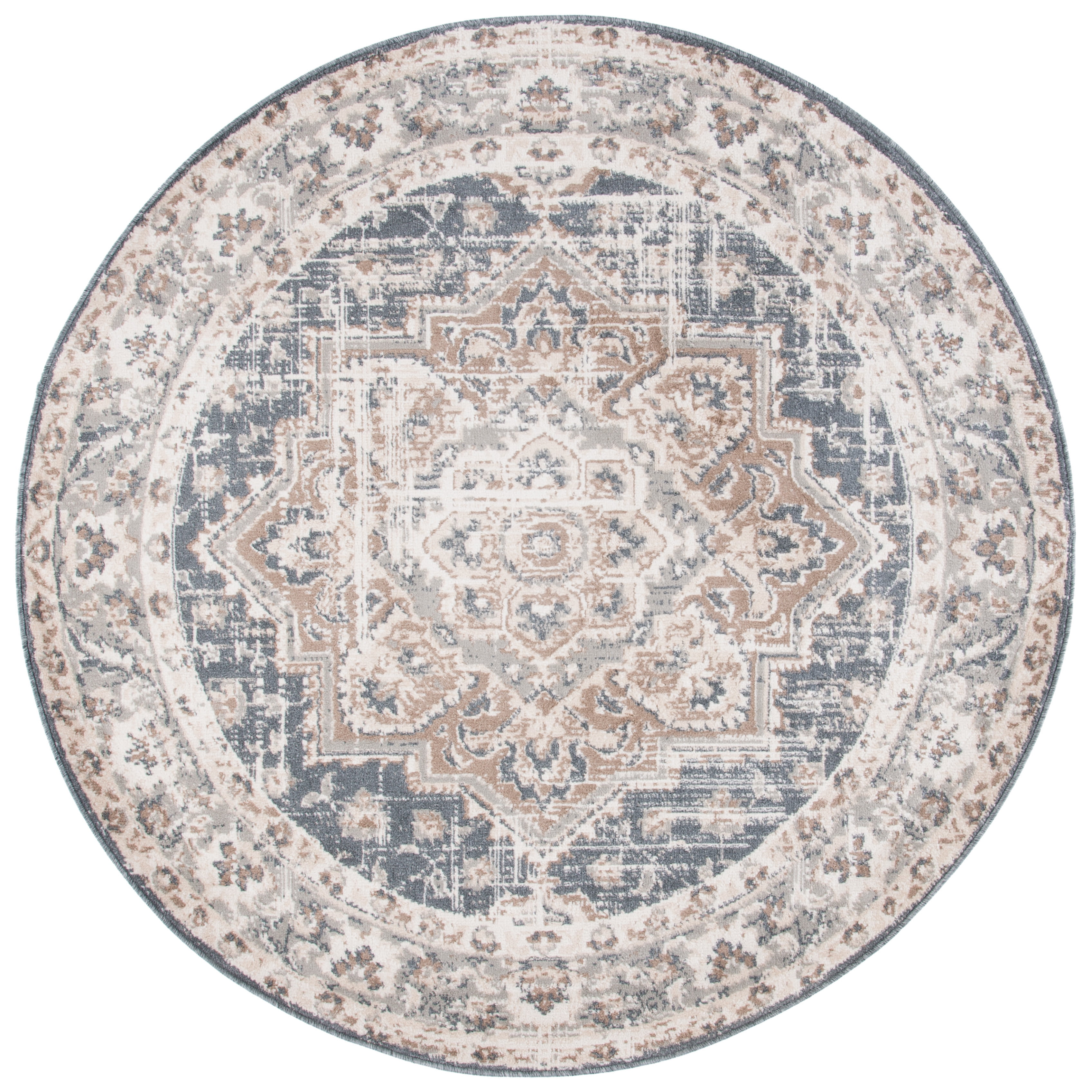 SAFAVIEH Pyramid Jefferson Oriental Area Rug, Ivory/Beige, 8' x 8' Round