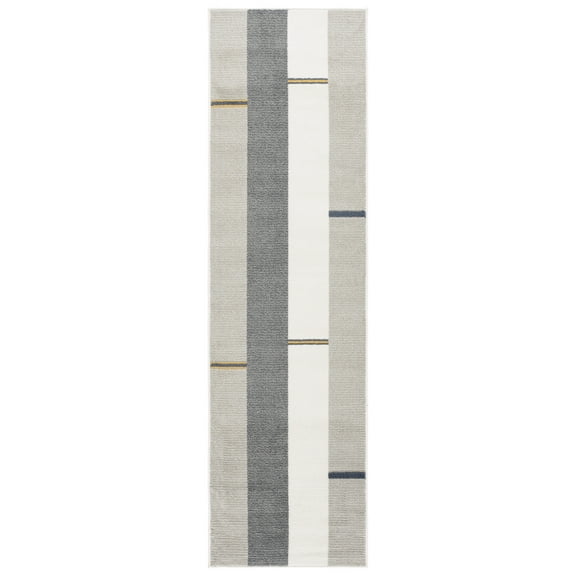 SAFAVIEH Pyramid Joanna Geometric Runner Rug, Grey/Ivory Navy, 2'2" x 7'