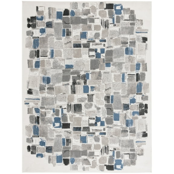 SAFAVIEH Pyramid Jonathon Abstract Area Rug, Ivory/Grey Navy, 8' x 10'