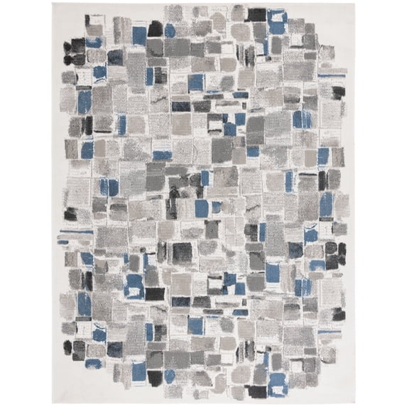 SAFAVIEH Pyramid Jonathon Abstract Area Rug, Ivory/Grey Navy, 9' x 12'