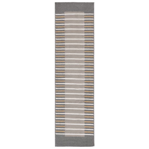 SAFAVIEH Pyramid Josephina Striped Runner Rug, Grey/Ivory Gold, 2'2" x 8'