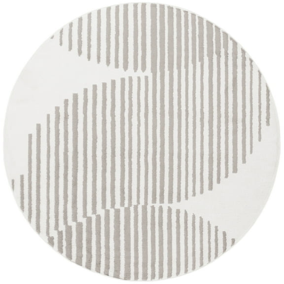 SAFAVIEH Pyramid Lauressa Geometric Area Rug, Ivory/Grey, 6'7" x 6'7" Round