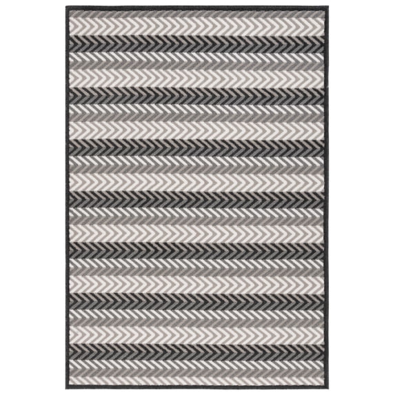 SAFAVIEH Pyramid Vaughn Striped Area Rug, Gray/Ivory Black, 5'3" x 7'8"