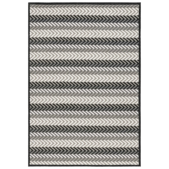 SAFAVIEH Pyramid Vaughn Striped Area Rug, Gray/Ivory Black, 8' x 10'