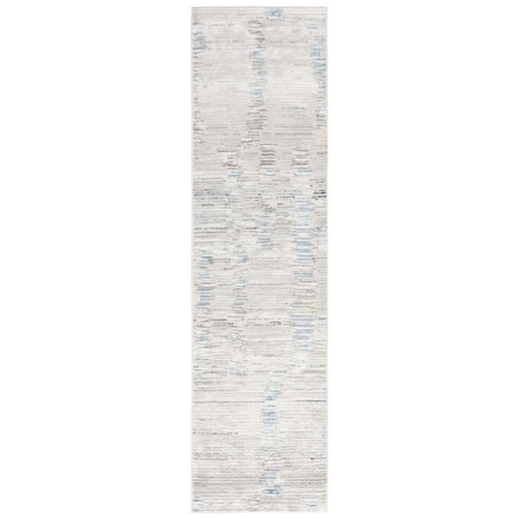 SAFAVIEH Quincy Abraham Abstract Indoor/Outdoor Runner Rug, Ivory/Light Grey, 2'2" x 8'