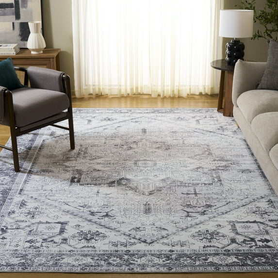 SAFAVIEH Arizona Rhine Oriental Machine Washable Area Rug, Beige/Gray, 8' x 10'
