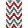 thumbnail image 1 of SAFAVIEH Rachel Geometric Chevron Kids Shag Area Rug, Ivory/Red, 3' x 5', 1 of 9