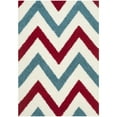 thumbnail image 1 of SAFAVIEH Rachel Geometric Chevron Kids Shag Area Rug, Ivory/Red, 5'3" x 7'6", 1 of 9