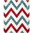 thumbnail image 1 of SAFAVIEH Rachel Geometric Chevron Kids Shag Area Rug, Ivory/Red, 8' x 10', 1 of 9