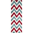 thumbnail image 1 of SAFAVIEH Rachel Geometric Chevron Kids Shag Runner Rug, Ivory/Red, 2'3" x 7', 1 of 9