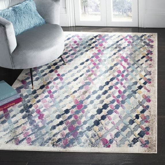 SAFAVIEH Radiance Anselmo Striped Area Rug, Cream/Magenta, 9' x 12'