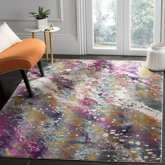 SAFAVIEH Radiance Jasna Abstract Area Rug, Cream/Magenta, 3'3" x 5'
