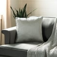 thumbnail image 1 of SAFAVIEH Raelyn 18" x 18" Solid Metallic Plush Pillow, Light Grey, 1 of 4