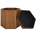 thumbnail image 1 of SAFAVIEH Rafaela Modern Hexagon Accent Table, Walnut/Black (20 in. W x 20 in. D x 20 in. H), 1 of 14