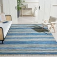 thumbnail image 1 of SAFAVIEH Rag Benton Striped Cotton Area Rug, Ivory/Blue, 4' x 4' Square, 1 of 9
