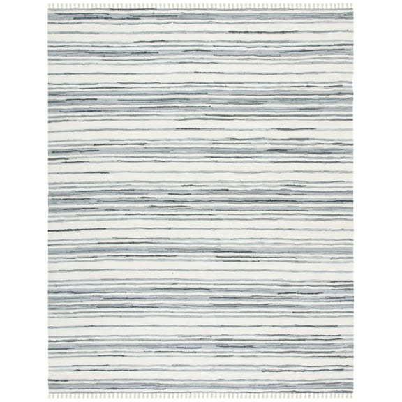 SAFAVIEH Rag Benton Striped Cotton Area Rug, Ivory/Grey, 2'6" x 4'