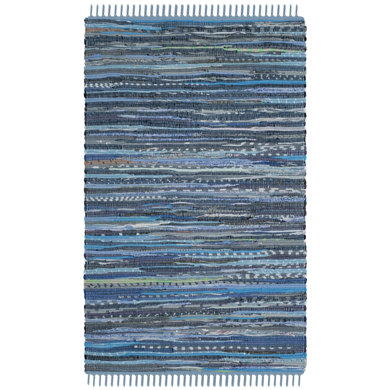 Coastal Breeze Blue Stripe Hand-Woven Cotton Rug - 30" x 4"