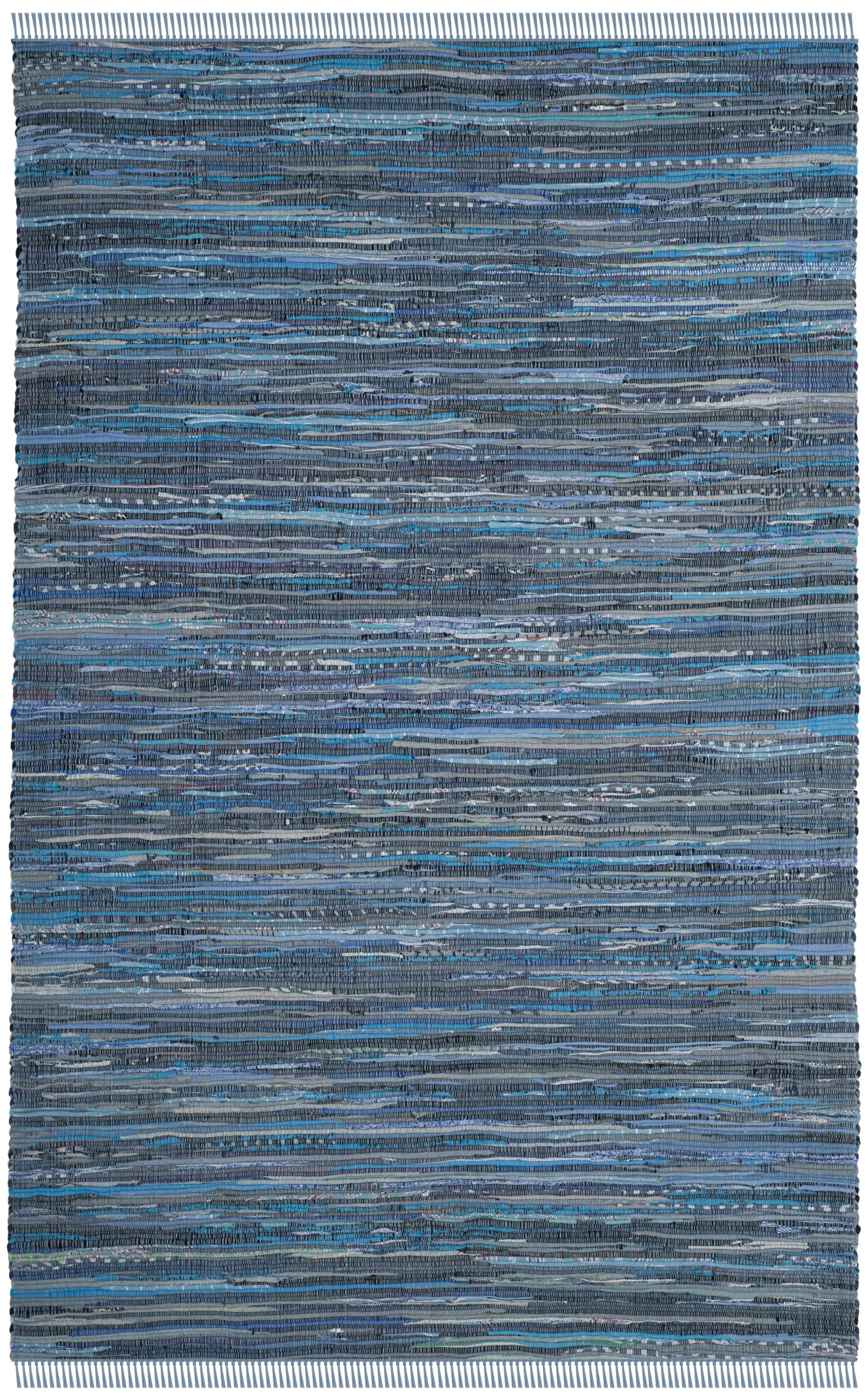 Coastal Charm Blue & Multi Handwoven Cotton Rag Rug - 5' x 8'