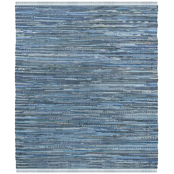 SAFAVIEH Rag Candis Striped Cotton Area Rug, Blue/Multi, 6' x 6' Square