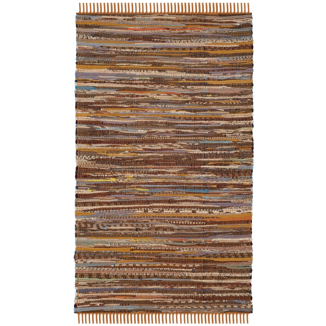 Multicolor Striped Cotton Flat Woven Area Rug