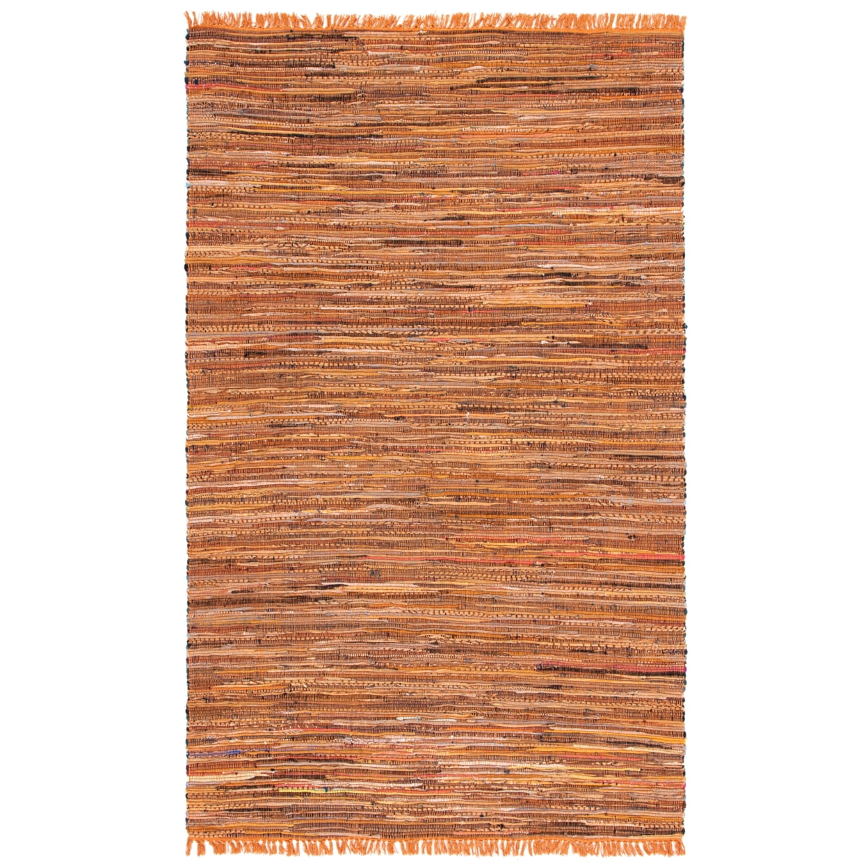 Handmade Multicolor Stripe Round Cotton Area Rug, 59 in
