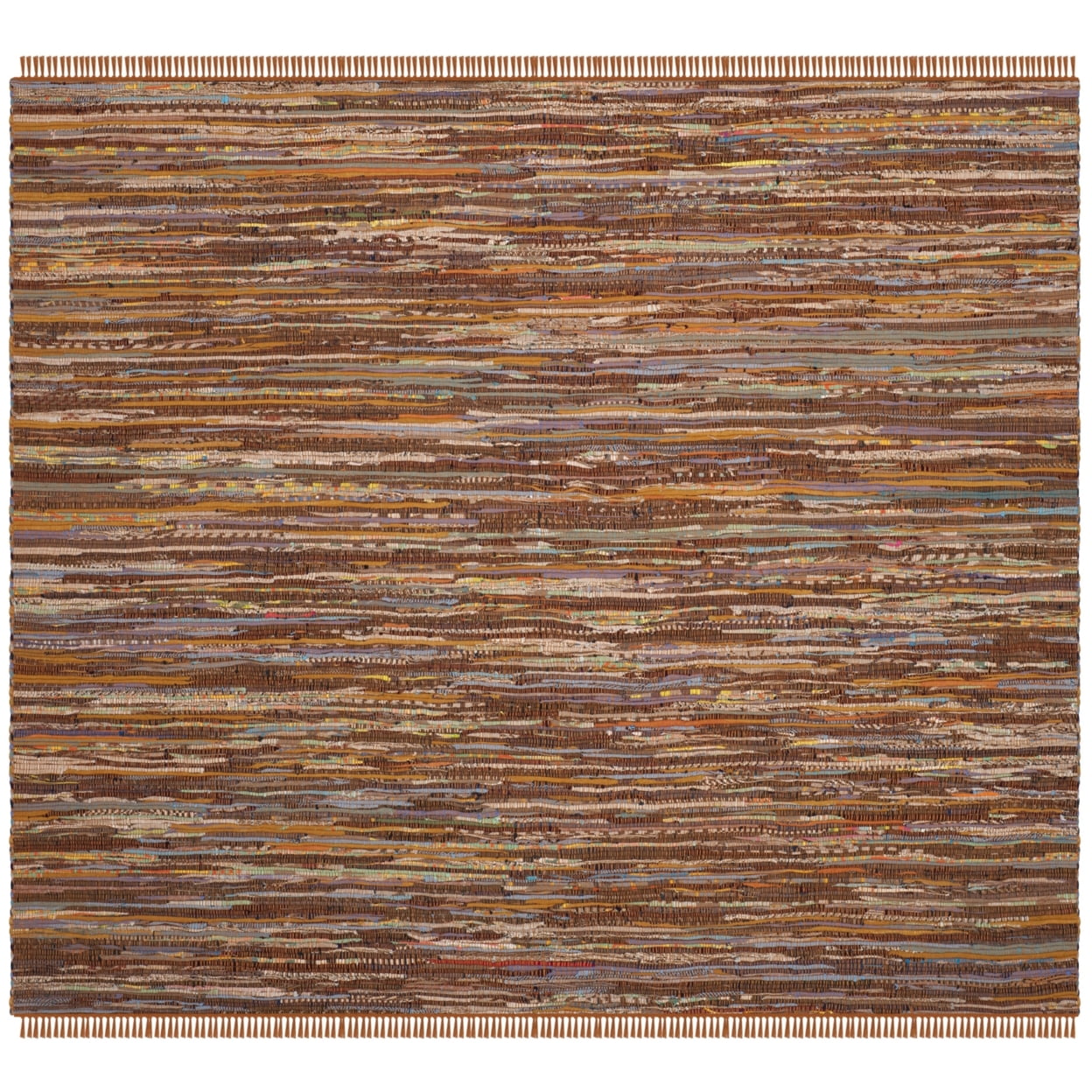 Candis Striped Multicolor Cotton 6' Square Area Rug