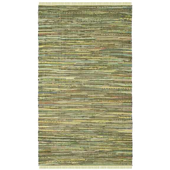 SAFAVIEH Rag Candis Striped Cotton Area Rug, Light Green/Multi, 4' x 6'