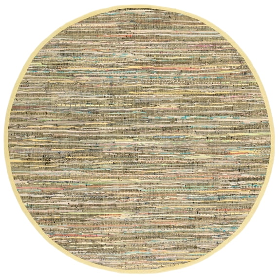 SAFAVIEH Rag Candis Striped Cotton Area Rug, Light Green/Multi, 6' x 6' Round