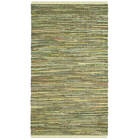 SAFAVIEH Rag Candis Striped Cotton Area Rug, Light Green/Multi, 6' x 9'