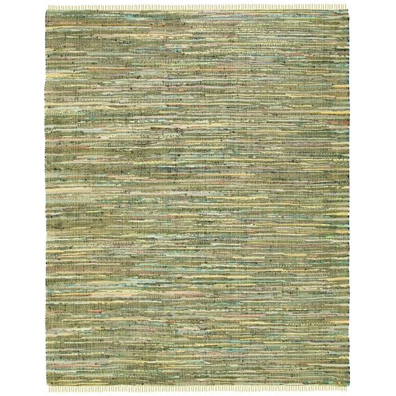 SAFAVIEH Rag Candis Striped Cotton Area Rug, Light Green/Multi, 8' x 10'