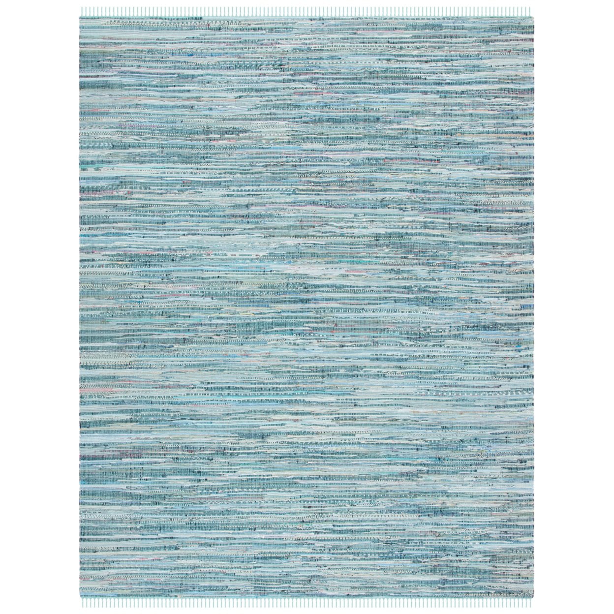 Turquoise & Multi Handwoven Boho Stripe Cotton Rug 10' x 14'