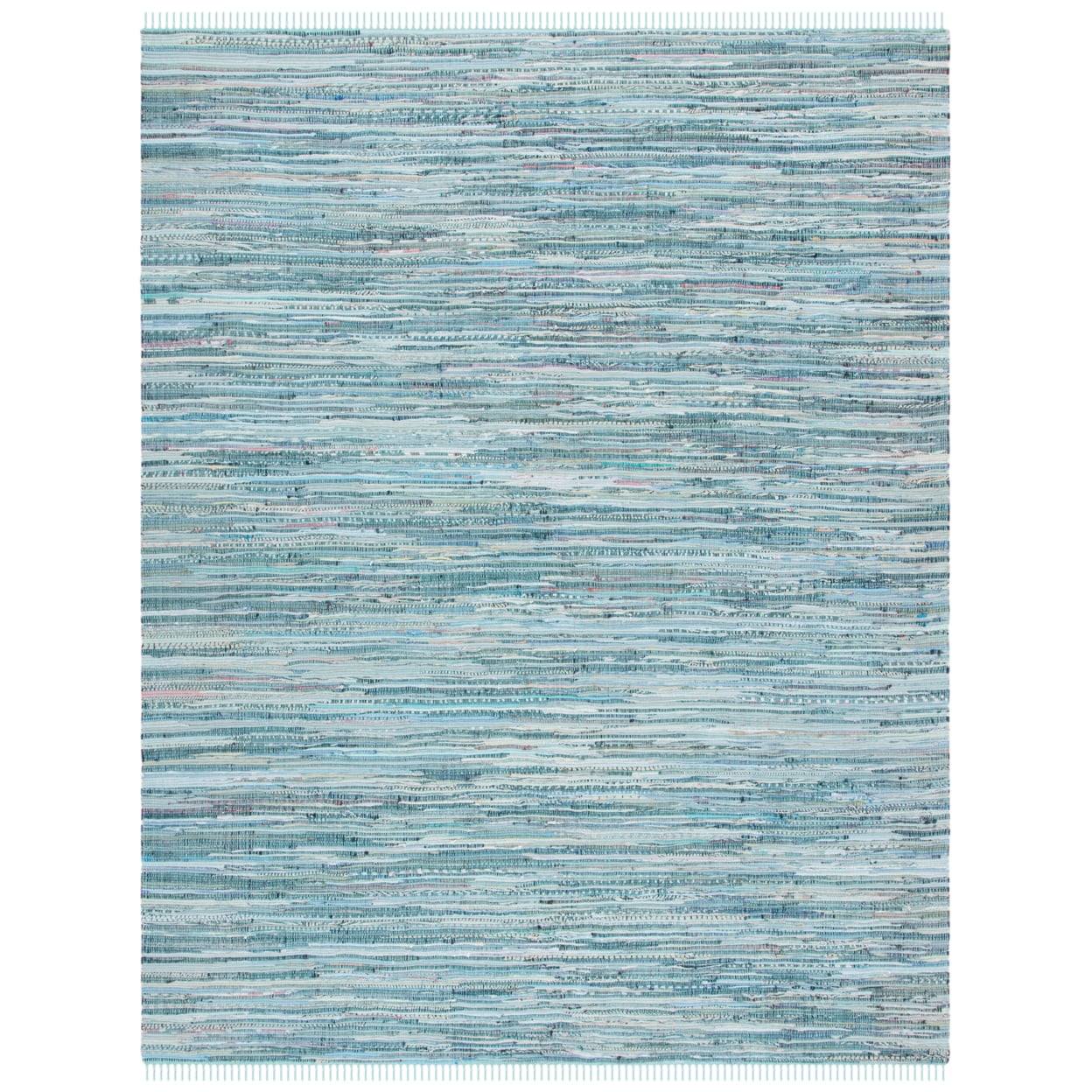 Turquoise Multi-Stripe Handwoven Wool & Cotton Area Rug - 2'6" x 4'