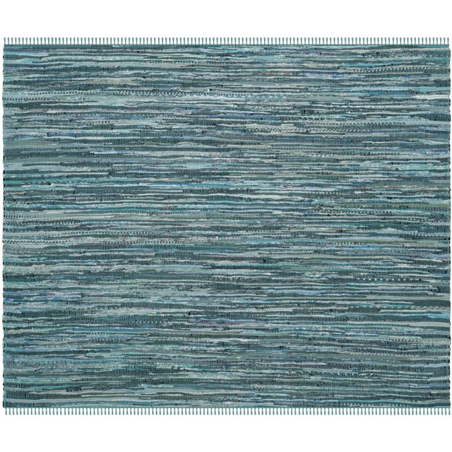 SAFAVIEH Rag Candis Striped Cotton Area Rug, Turquoise/Multi, 4' x 4 ...