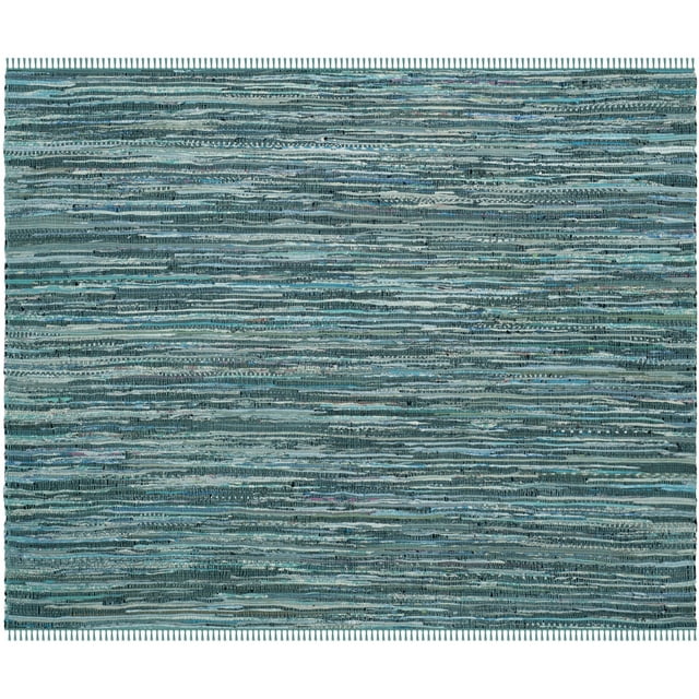 SAFAVIEH Rag Candis Striped Cotton Area Rug, Turquoise/Multi, 4' x 4 ...