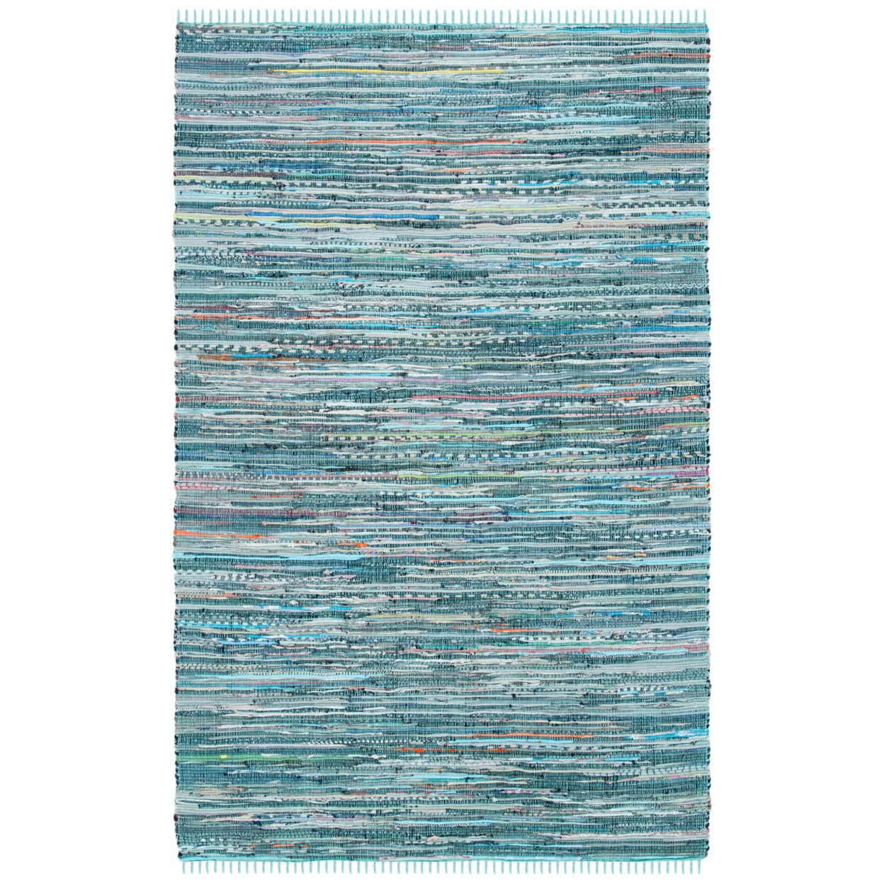 Handwoven Blue Striped Cotton 5' x 8' Area Rug