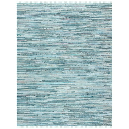SAFAVIEH Rag Candis Striped Cotton Area Rug, Turquoise/Multi, 8' x 10'