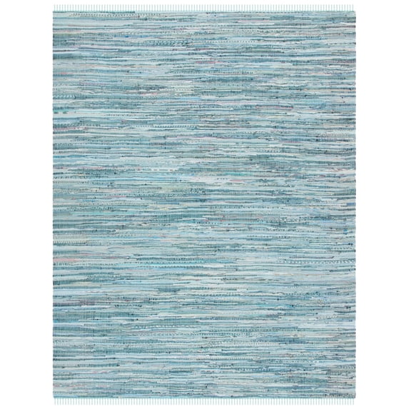 SAFAVIEH Rag Candis Striped Cotton Area Rug, Turquoise/Multi, 9' x 12'