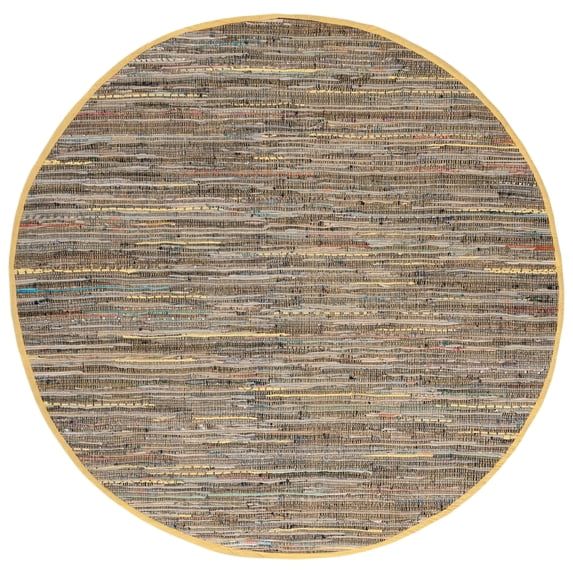 SAFAVIEH Rag Candis Striped Cotton Area Rug, Yellow/Multi, 6' x 6' Round