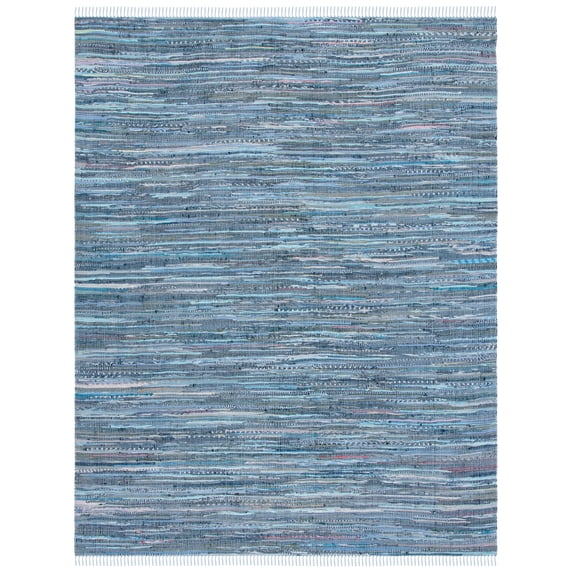 SAFAVIEH Rag Candis Striped Cotton Runner Rug, Blue/Multi, 2'3" x 10'