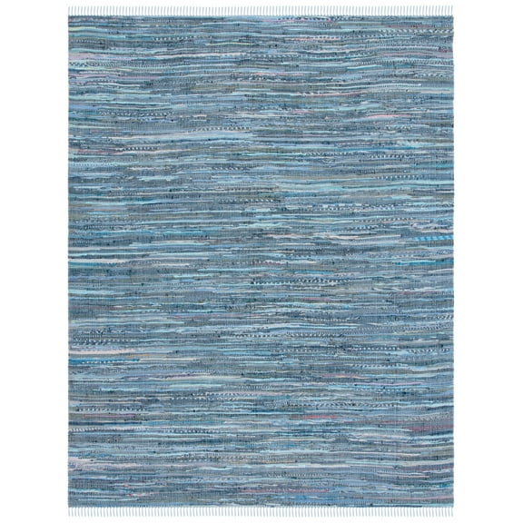 SAFAVIEH Rag Candis Striped Cotton Runner Rug, Blue/Multi, 2'3" x 9'