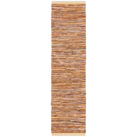 SAFAVIEH Rag Candis Striped Cotton Runner Rug, Gold/Multi, 2'3" x 12'