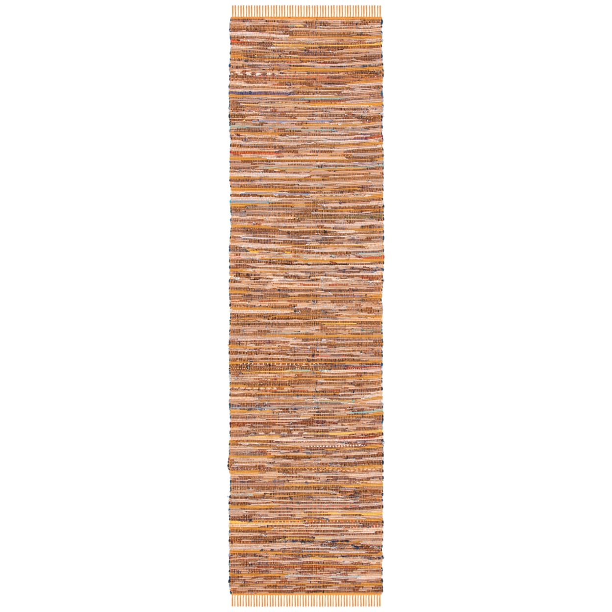 Gold Multi Handmade Wool Cotton Stripe Runner Rug 2'3" x 6'