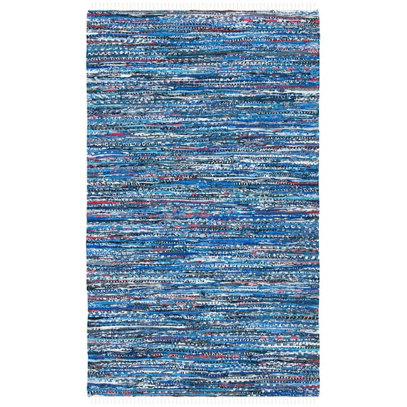 SAFAVIEH Rag Dania Striped Cotton Area Rug, Blue/Multi, 4' x 6'