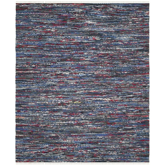 SAFAVIEH Rag Dania Striped Cotton Area Rug, Blue/Multi, 6' x 9'